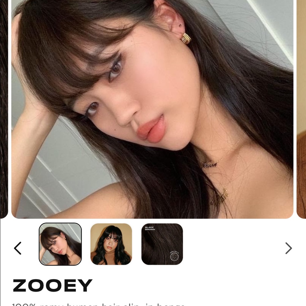 Insert Name Here Zooey Clip In Bangs in Black Brown